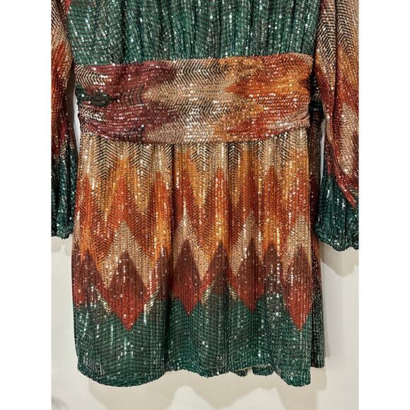 Ramy Brook Michaela Sequin Chevron Wrap Minidress Multicolor Plus Size 3 XL NWT - Picture 16 of 16
